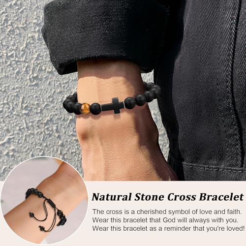 Christian Grandparents-Day Gifts for Men, Religious Cross Bracelet for Him - style: Baptism