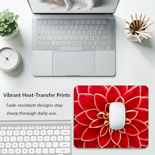 Close-Up Red Dahlia Flower Bloom Macro View Mouse Pad, Durable Desk Mat - color: Color_DE0018XX