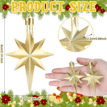 Syhood 12 Pack Champagne Bethlehem Star Ornaments Christmas Tree - color: Champagne