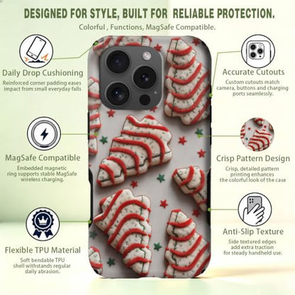 Compatible with iPhone 16 Pro Max Case,Wireless Charging Compatible,Patented 2‑in‑1 Dual‑Layer Protection, Hot Transfer Print Hard Shell Cover - Christmas Dim Sum Biscuits - color: Christmas Dim sum biscuits, size: iPhone 16 Pro Max