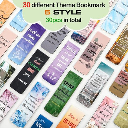 Chinco 30 Pcs Magnetic Christian Bookmarks - Bible Verse Inspirational Scripture Page Clips, Religious Prayer Bookmarks for Women, Kids, Teachers, Church Supplies & School Gifts(Mixed) - style: Mixed