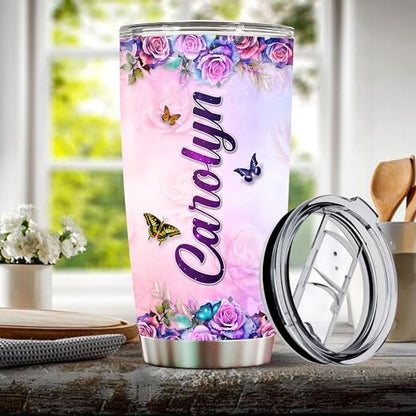 Personalized Christian Tumbler Gifts for Women Travel Cup Coffee Mug Insulated Stainless Steel 20oz With Lid Water Bottle Bible Religious Gift for Christians Mom - color: CHRISTIAN