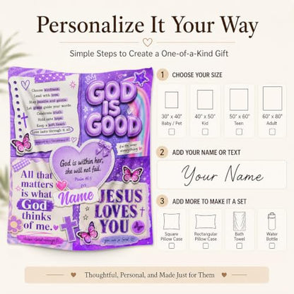 Kids Blanket Custom God Theme, Cozy Soft Flannel Throw for Living Room - color: Purple