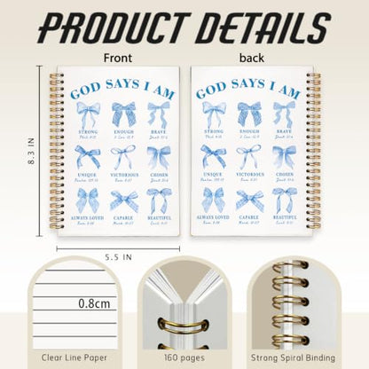 Christian Blue Bow Notebook Bible Journal for Women Teen Girl - color: Christian Blue Bow -(A5)