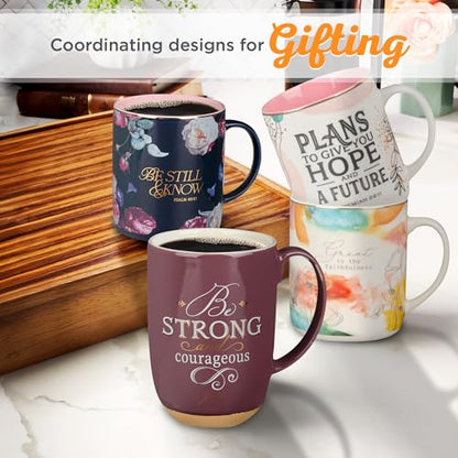 Christian Art Gifts Pastel Floral Ceramic Bible Verse Coffee Mug for Women - color: Multi/Thy Faithfulness