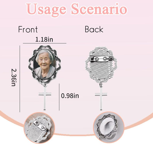 Wedding Double Picture Frame Brooch for Bride Grooms Boutonniece Pin for Wedding Bouquet - color: Color F