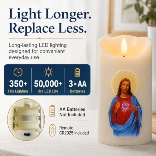 Flameless LED Devotional Prayer Candle with Automatic Timer