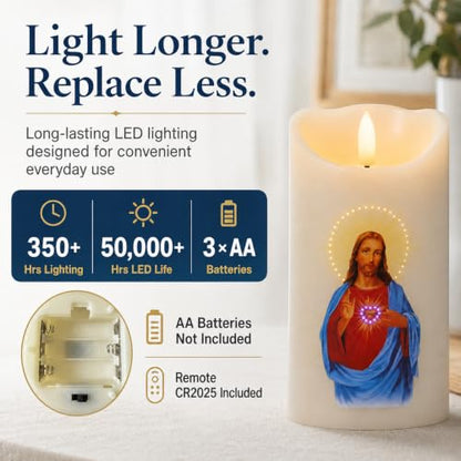 Flameless LED Devotional Prayer Candle with Automatic Timer