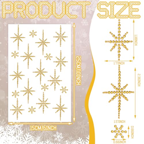 Epakh 84 Pcs Gold Bethlehem Star Stickers Glitter Bling Rhinestone Sticker - color: Gold, size: Bethlehem Star