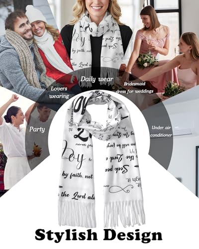 Prayer Shawls for Women Inspirational Scripture Scarf Wrap - color: White