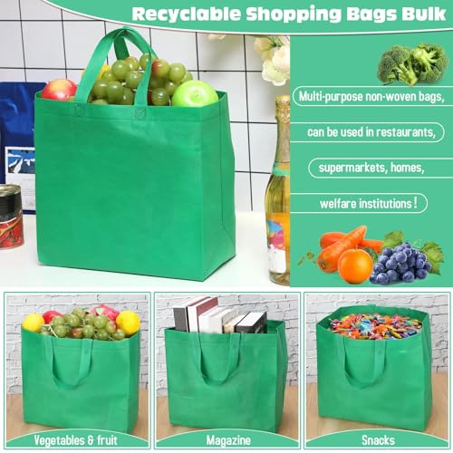 Windyun Reusable Grocery Bags Non Woven with Handles - color: Forest Green
