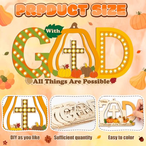 BeYumi Fall Wooden Pumpkin Craft - 20Pcs Christian GOD Ornaments for Kids - style: Pumpkin GOD