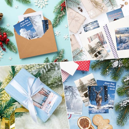 BeYumi Winter Religious Prayer Cards - 200Pcs Winter Christmas Pocket Wallet Cards Bulk with Bible Verses Inspirational Words Faith Greeting Cards for Gifts Party Sunday School Church Holiday Decor - style: Winter