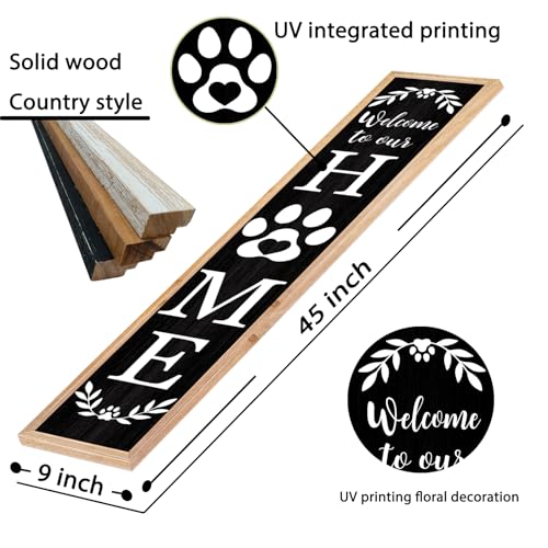 TQianJiang Welcome Outdoor Sign, 45"×9", Wood Black - color: Farmhouse Welcome Outdoor (Wood Black)