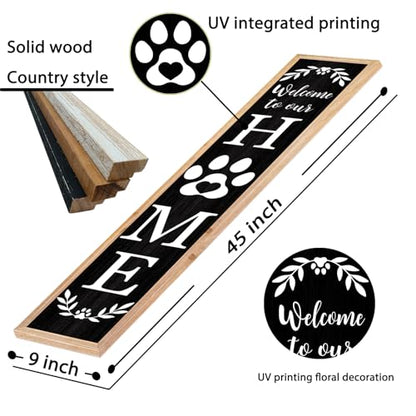 TQianJiang Welcome Outdoor Sign, 45"×9", Wood Black - color: Farmhouse Welcome Outdoor (Wood Black)