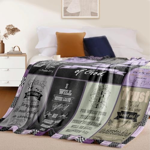 Child of God Christian Throw Blanket 50 x 60, Bible Verse Scripture Patchwork Inspirational Religious Gift for Women Men Teens, Baptism Confirmation Birthday Christmas, Prayer Room Decor (Christian)
