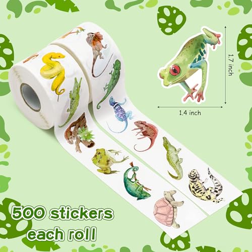 Realistic Reptile Sticker Rolls, 1000Pcs Watercolor Reptile Animals - style: Relistic Reptile Animal
