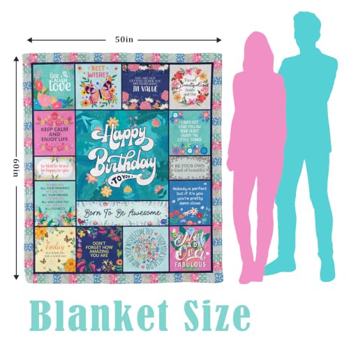 Birthday Gifts for Women, Women Birthday Gift Ideas Blanket 50"X60" - color: Green-happy Birthday