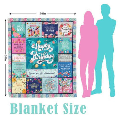 Birthday Gifts for Women, Women Birthday Gift Ideas Blanket 50"X60" - color: Green-happy Birthday