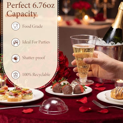 20 Pcs Disposable Plastic Martini Glasses with Lids 6.76 oz Clear Dessert Cup Cocktail Milkshake Champagne Cup for Birthday Wedding Party Supplies - color: Clear