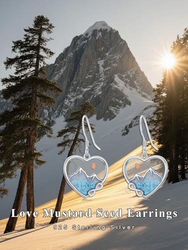 Dorunmo 925 Sterling Silver Mustard Seeds Dangle Earrings for Women Mountains Earrings Hypoallergenic Christmas Jewelry Gifts for Women - style: Mustard Seeds-Heart