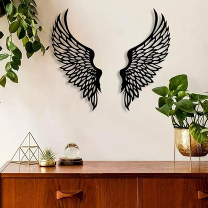 DUOOLN Angel Wings Metal Wall Decor Art, Abstract Butterfly Sculpture Black - color: Black - 2 Pcs Wings