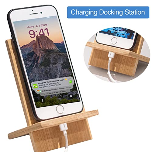 Bamboo Phone Stand Holder Adjustable Folding Phone Stand with Chargeable Hole for Desk - style: Phone Stand A