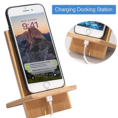 Bamboo Phone Stand Holder Adjustable Folding Phone Stand with Chargeable Hole for Desk - style: Phone Stand A