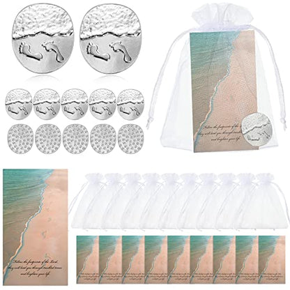 BBTO 30 Pcs Footprints in The Sand Gifts, Footprints in The Sand Coins with Cards, Organza Bags, Pocket Hug Tokens, Christian Religious Gifts Bulk for Family, Friends