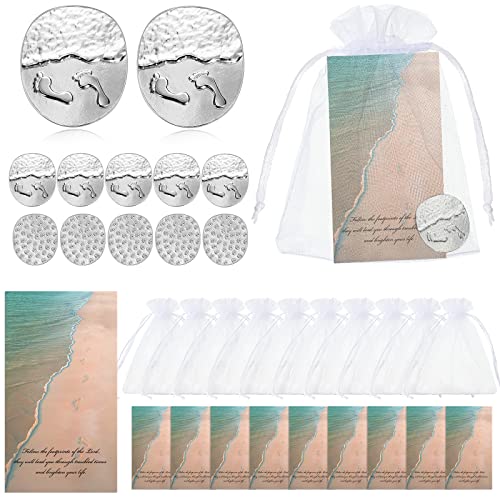 BBTO 30 Pcs Footprints in The Sand Gifts, Footprints in The Sand Coins with Cards, Organza Bags, Pocket Hug Tokens, Christian Religious Gifts Bulk for Family, Friends