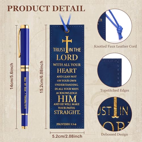 SAIWEILAI ONLINE 3 Pieces Christian Gifts for Men Christmas Gifts for Dad Bible Verse Inspirational Notebook Bible Verse Ballpoint Pen Trust in The Lord Bookmark for Men Office School Study Supplie
