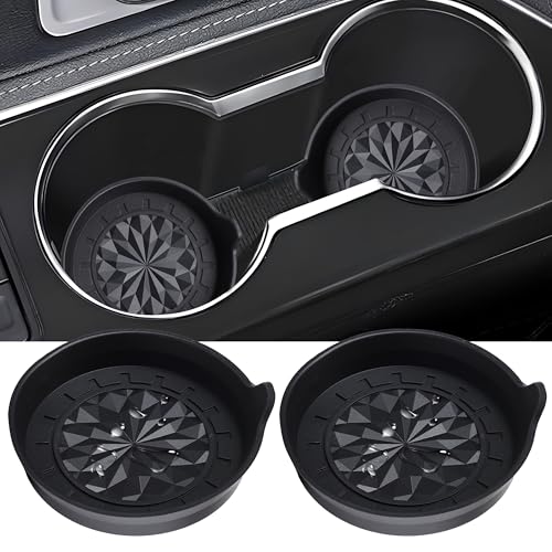 Amooca Automotive Cup Holders Universal Car Cup Coaster Waterproof Non-Slip Sift-Proof Spill Holder Car Interior Accessories 2 Pack Black Floral - color: Black Flower, size: 2 pack
