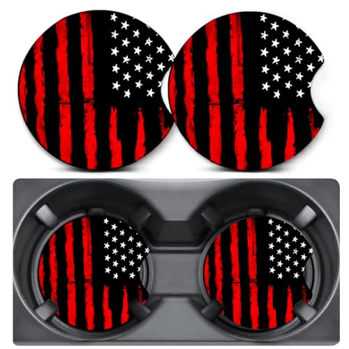 2 Pack American Flag Car Coasters for Cup Holder,Neoprene Anti Slip Mat - color: American Flag