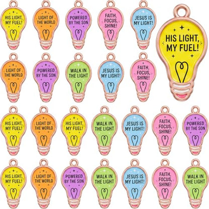 Sasylvia 48Pcs Christian VBS Light Bulb Charms for DIY Jewelry Church Craft - style: Pastal Light Bulb