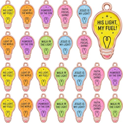 Sasylvia 48Pcs Christian VBS Light Bulb Charms for DIY Jewelry Church Craft - style: Pastal Light Bulb