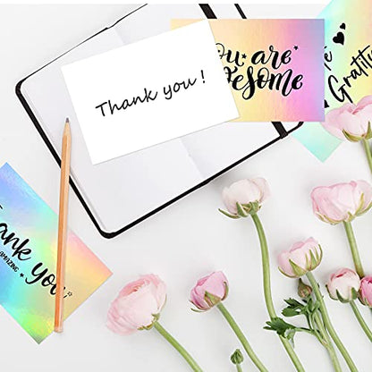 Outus 60 Pcs Holographic Thank You Appreciation Cards for Teachers Nurses