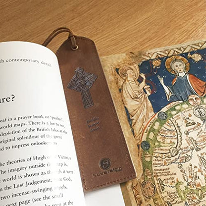 Leather Bookmark Handmade Celtic Cross Design - 2 Genuine Leather Bookmarks for Men and Women with Christian Upright High Cross and Knot Design - Perfect Book Lovers Gift for Bookworms - style: Cross