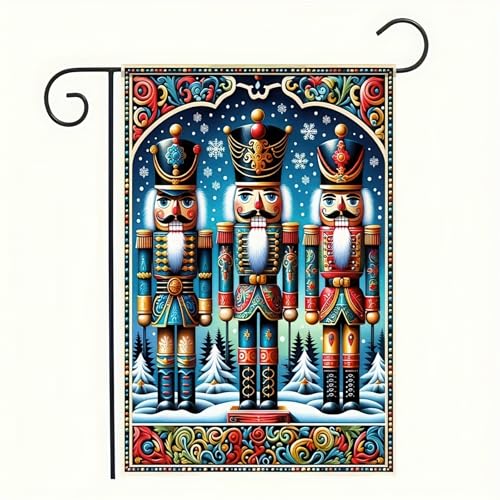 BlissYard Christmas Nutcracker Soldiers Garden Flag 12x18 Inch Polyester - color: Nutcracker Soldier Three