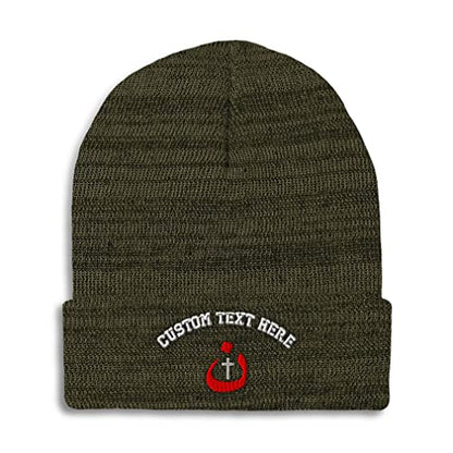 Custom Beanies for Men Christian Nazarene Jesus God Christ Skull Cap Winter Hats Women Acrylic One Size - color: Heather Olive Green Personalized Text Here