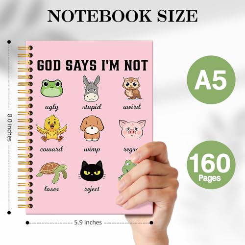 ERHACHAIJIA God Says I'm Not Lined Spiral Notebook for Women Girls Daughter - color: Pink