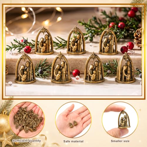 Civaner 50 Pcs Mini Christmas Figurines, Tiny Brass Nativity Scence Set - style: Nativity Scene