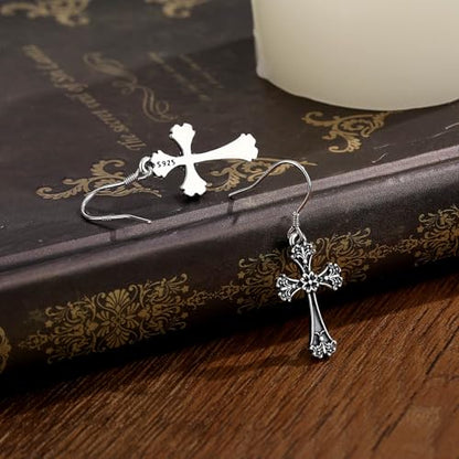 Vito Moonstone Turquoise Drop Earrings for Women, 925 Sterling Silver Hooks - style: Cross