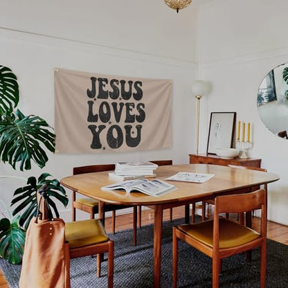 Jesus Loves You Tapestry 3X5 Ft Funny Tapestry Decoration for College Bedroom Room Dorm Wall Aesthetic Decor