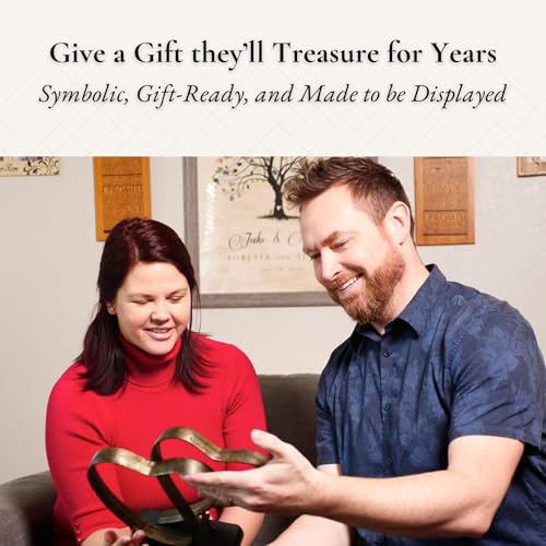 Wedding Anniversary Couples Gift - Iron Sculpture Bundle - Any Anniversary - color: Gold
