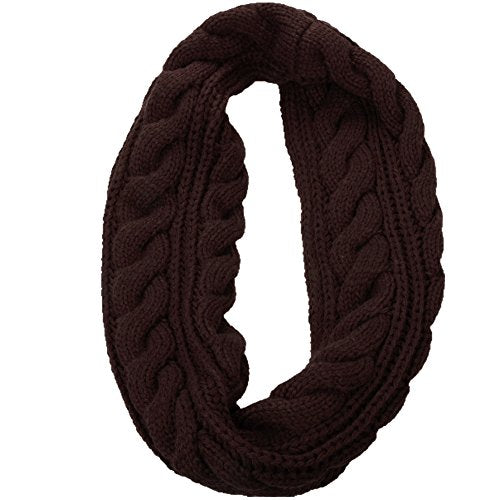 NEOSAN Womens Thick Ribbed Knit Winter Infinity Circle Loop Scarf - color: Twist Dark Chocolate