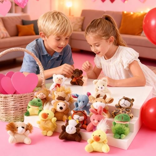 JOYIN 24 Pack Mini Animal Plush Toy Assortment (24 Units 2"-3"), Animals Keychain Decoration for Kids, Small Stuffed Animal Bulk for Kids, Carnival Prizes, School Gifts, Party Favor Goodie Bags - style: Sitting Animals