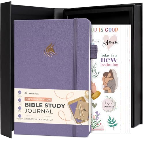 Clever Fox Bible Study Journal Premium Guided Notebook 5.8x8.3 Lavender - color: Lavender, size: A5 (5.8″ x 8.3″)
