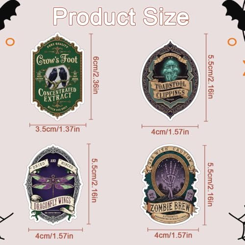 100 Pcs Halloween Potion Label Stickers, Dark Apothecary Decals - style: Halloween Apothecary Potion
