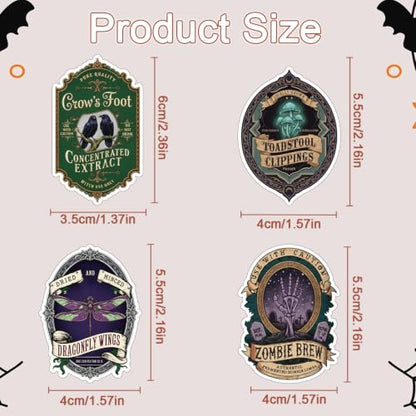 100 Pcs Halloween Potion Label Stickers, Dark Apothecary Decals - style: Halloween Apothecary Potion