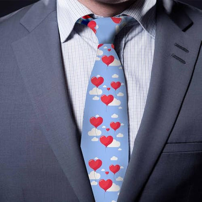 Black Dots Men's Neckties Retro Classic Circle Geometry Men's Tie for Mens Teens Business Work Casual Wedding Party - color: Red Balloons